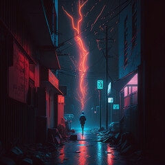 Man in Tokyo at night