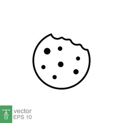 Cookie biscuit icon. Outline style sign symbol. Browser concept for app and web design. Line, vector illustration isolated on white background. EPS 10.