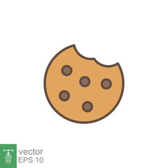 Bitten round cookie icon. Simple flat style sign, filled outline symbol. Browser concept for app and web design. Vector illustration isolated on white background. EPS 10.