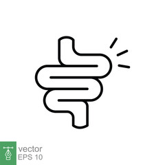 Obraz premium Intestine line icon. Simple outline style. Bowel, healthy stomach, gut constipation concept. Symbol of digestion system. Vector illustration isolated on white background. EPS 10.