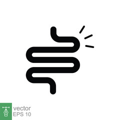 Intestine glyph icon. Simple solid style. Bowel, healthy stomach, gut constipation concept. Symbol of digestion system. Silhouette, vector illustration isolated on white background. EPS 10.