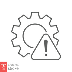 Failure, system error line icon. Simple outline style. Alert, gear, mechanical concept. Vector illustration isolated on white background. Editable stroke EPS 10.