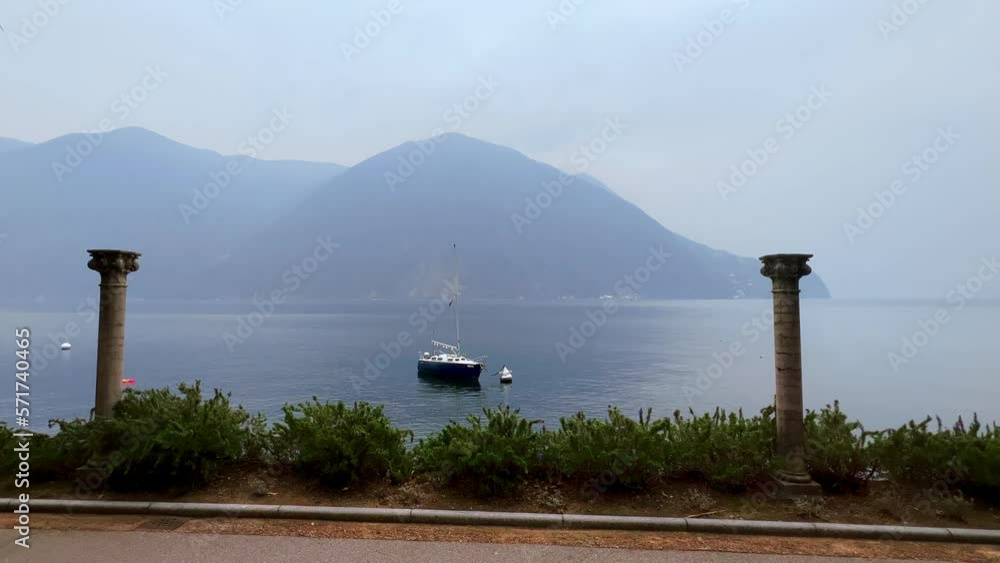 Canvas Prints The columns on Lugano Lake bank, Park Villa Heleneum, Lugano, Switzerland