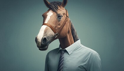 Businessman Human In Suit With Horse Head