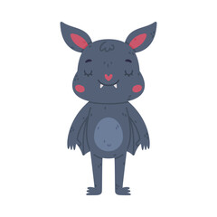 Cute happy baby bat. Halloween symbol. Funny mascot character cartoon vector illustration