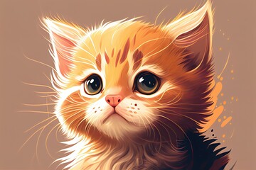 Cute orange kitten sitting - AI Generated
