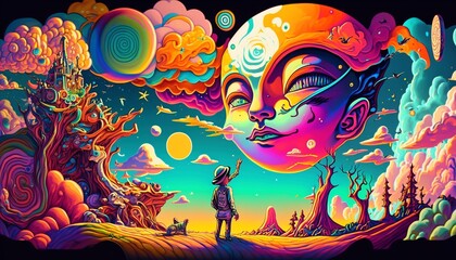 Psychedelic Trip Experience With Unreal Colors