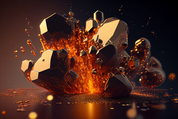 Golden blocks explosion - Generative AI illustration