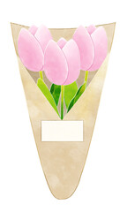 Pink tulips bouquet PNG