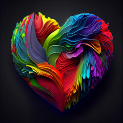 Super Colorful Heart with Textured Layers. Generative ai