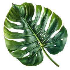 realistic colorful tropical leaf digital illustration, clear background, png, Generative ai, ai