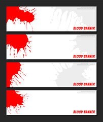 Blood splash background. Blood strip banner. red splash on white background. set of banners. grunge strip background blood. Blood splatter background.