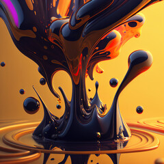 Concept with colorful liquid, drops and bubbles. Generated by AI