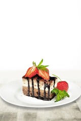 Tasty fresh pie dish on the desk