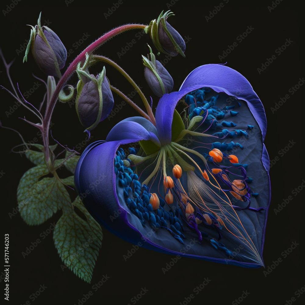 Wall mural purple heart shaped flower