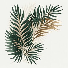 Jungle leaves on a white background, generative ai
