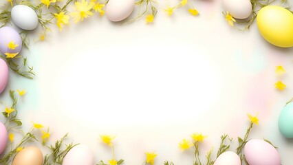 Naklejka na ściany i meble Festive Easter eggs background, Generative AI