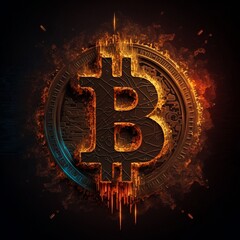 Flaming Bitcoin Logo