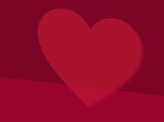 Realistic red studio room with heart shape shadow background. Valentine minimal scene for products showcase, Promotion display. Vector abstract studio room platform design