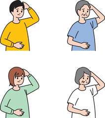 肥満に悩む老若男女（Men and women of all ages suffering from obesity）