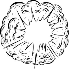 Bomb explosion mushroom cloud by hand drawing.Bomb cloud vector on white background.