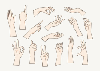 Fototapeta premium 手のイラストセット コミック風