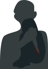 silhouette of a kidnapper holding a knife. experiencing violence. murder. Child abuse, violence. women's violence. towards kids concept design. vector illustration
