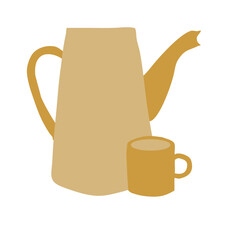 camping teapot illustration
