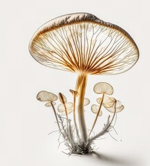 wacky photoreal mushroom illustration on a white background, amanita, generative ai, 