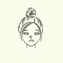 Free vector girl's face emotions collection