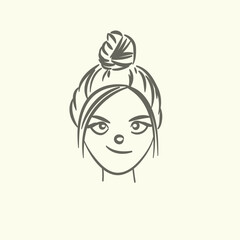 Free vector girl's face emotions collection