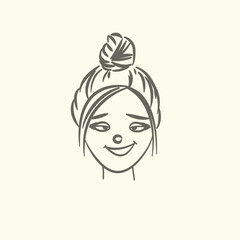 Free vector girl's face emotions collection