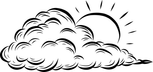 clouds drawing on white background. Cartoon design illustration.