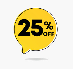 25% off. Price discount icon. Special offer, promotion, sales tag. Vector illustration