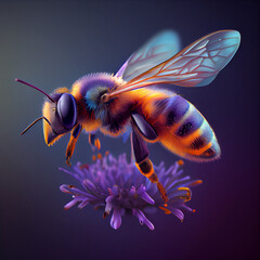 Fototapeta premium Honey bee, insect bee, animal bee, bee collect nectar and honey, beehive, flying bee, honeycomb, bee generative ai