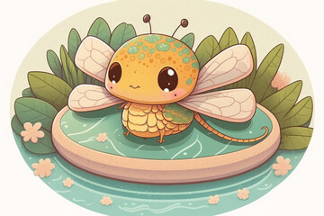 Dragonfly Dreams: A Kawaii Adventure on the Lily Pad