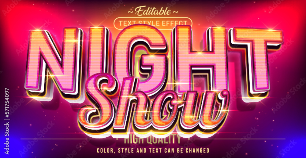 Poster Editable text style effect - Night Show text style theme.