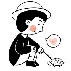 Kid playing cute illustration element