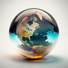 Illustration of a glass earth globe - Created with generative ai Technology 