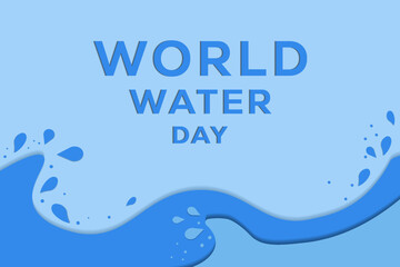 world water day paper cut style background illustration