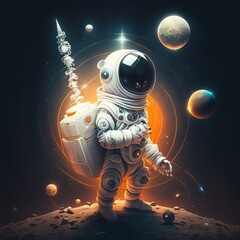 astronaut robot in space. Generative AI