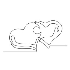 One continuous line drawing of Puzzle as love symbol. Love design concept with simple linear style. Wedding symbol design concept.
