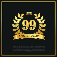 09 year anniversary celebration logo gold color design on black background abstract illustration  