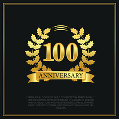 100 year anniversary celebration logo gold color design on black background abstract illustration  