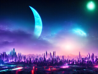 Naklejka premium Alien planet Fantasy sci fi background series 24 of 155
