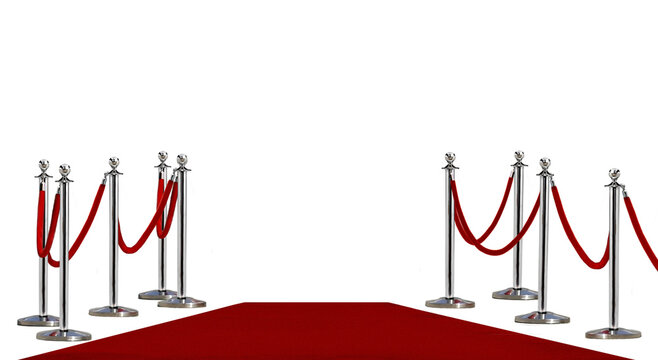 Red carpet between rope barriers for VVIP walkway during special event