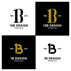 1B IB 13 Design icon letter initial logo simple minimal set collection