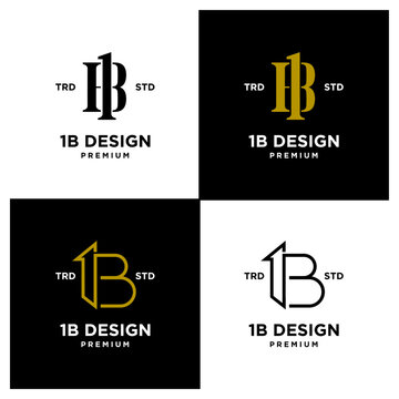 1B IB 13 Design icon letter initial logo simple minimal set collection