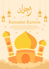ramadan kareem themed poster design with mosque