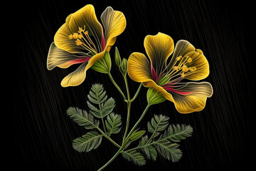 Evening Primrose Flowers, Illustration, Generative AI